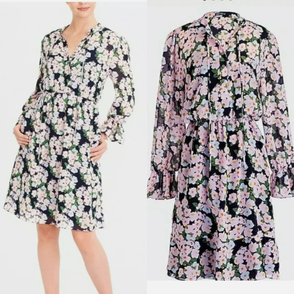 J. Crew | Drapey Floral Tie Front Dress - Picture 2 of 7